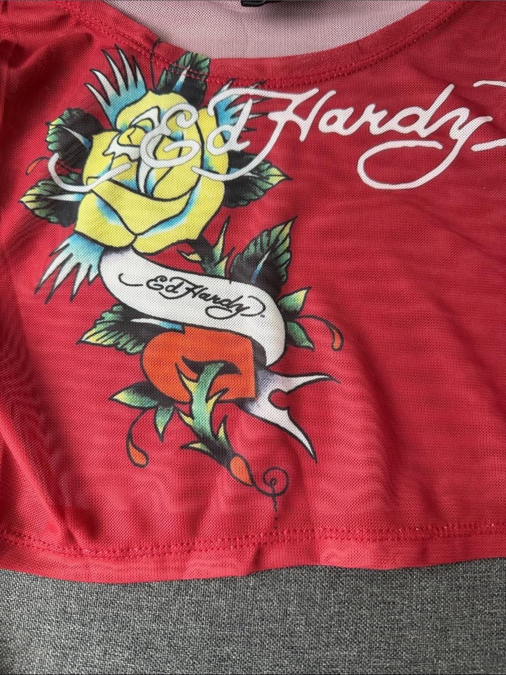 Ed Hardy Red 2 Piece Swim Cover Up Crop Top Maxi Skirt Set Y2K M NWT - Picture 7 of 13